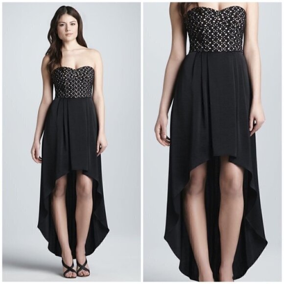 BCBGMaxAzria Dresses & Skirts - BCBGMaxAzria Tess Black Strapless Bustier High-Low Dress Size 10